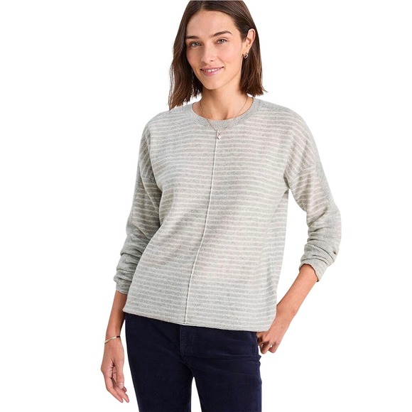 Vineyard Vines Sweaters - Vineyard Vines Seaspun Cashmere Striped Gray Heather Pullover Drop Shoulder S